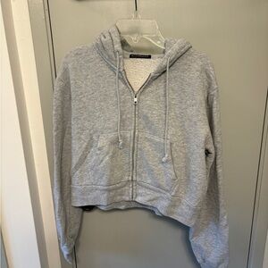 Brandy Melville Light Gray Zip-Up Hoodie